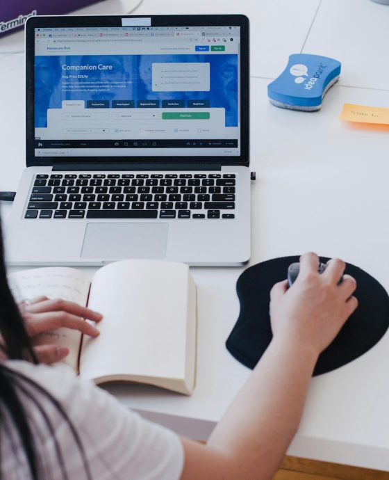 woman using laptop